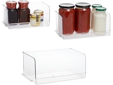 SIMPLEMADE Clear Refrigerator Organizer Bins Pack of 3