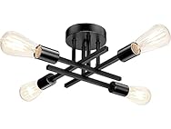 TOBUSA Semi Flush Mount Ceiling Light Fixture Matte Black