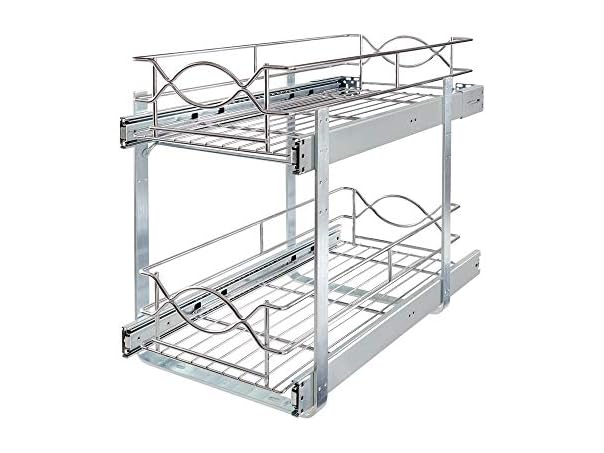 D Double-Tier Wire Pull Out Kitchen and Bath Storage Basket