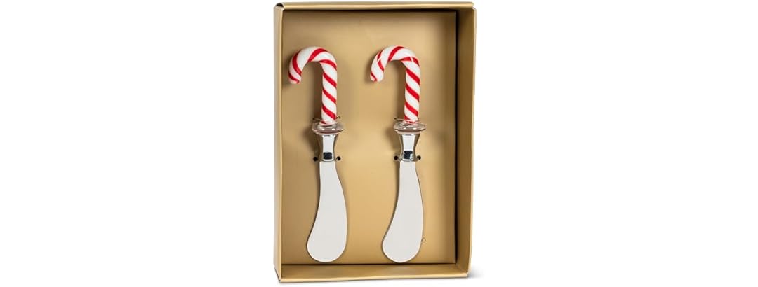 Abbott Collection Candy Cane Topped Pate Spreaders. Set of 2