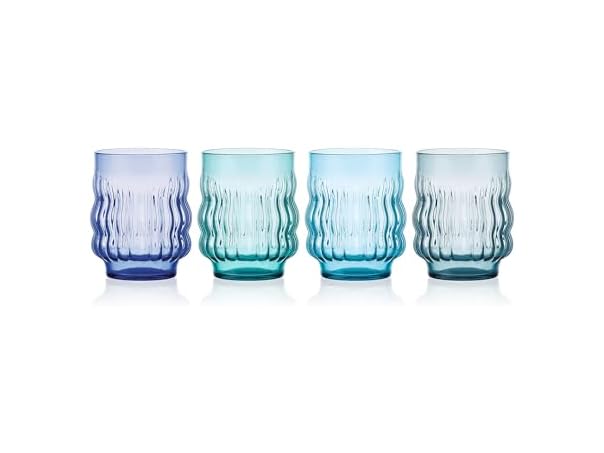 Mikasa Waves Colorful Optic Stackable Rocks Glasses, Set of 4
