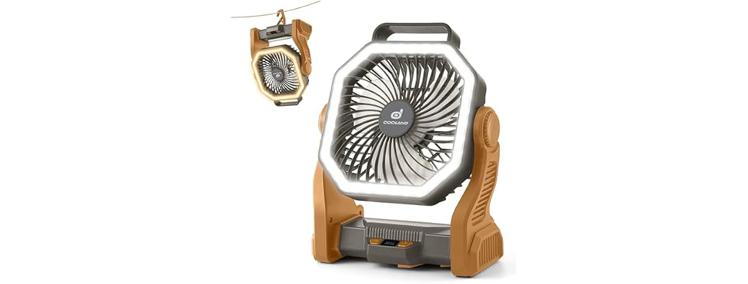 Odoland Brown Rechargeable Camping Fan