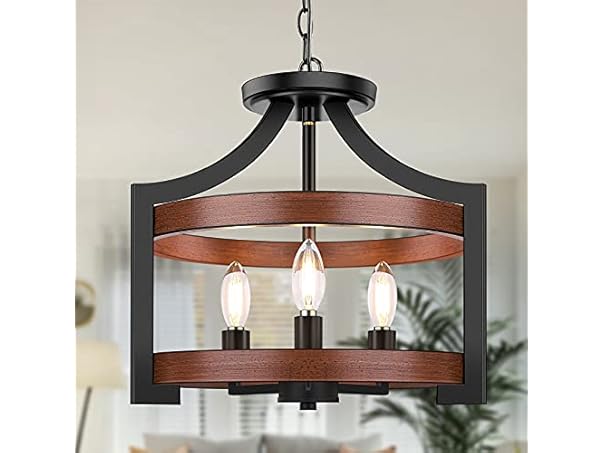 3-Light Farmhouse Chandelier, 14.5” Pendant Hanging