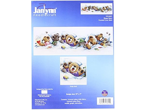 Janlynn Sleepy Bears Cross Stitch Kit