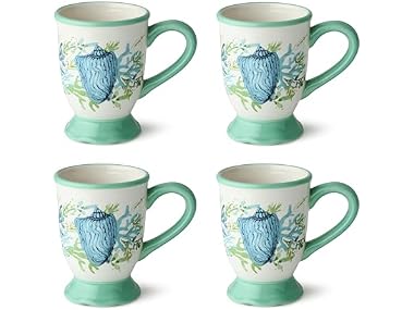 Cerified International Sea Glass Porcelain Mugs, Set of 4