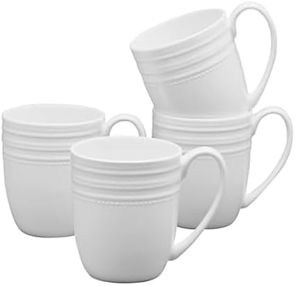 Mikasa Kamryn Bone China Lightweight Set of 4 Mugs, 13.5 Ounce