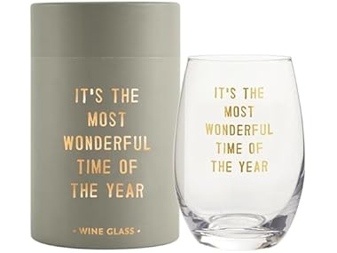 Santa Barbara Design Studio Holiday Stemless Wine Glass Gold Foil