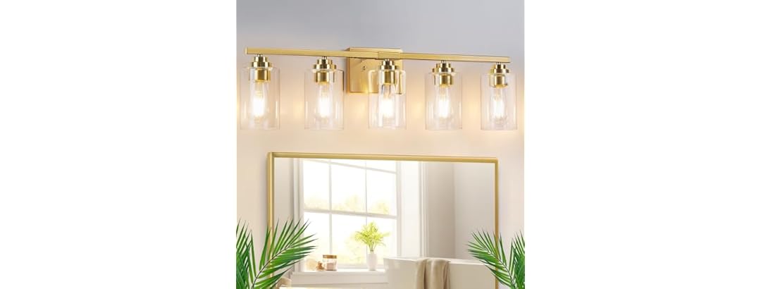 VerRon 5-Light Gold Bathroom Light Fixtures, 31"
