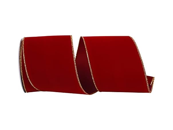 Reliant Velvet Wired Ribbon 4" 10yd Scarlet