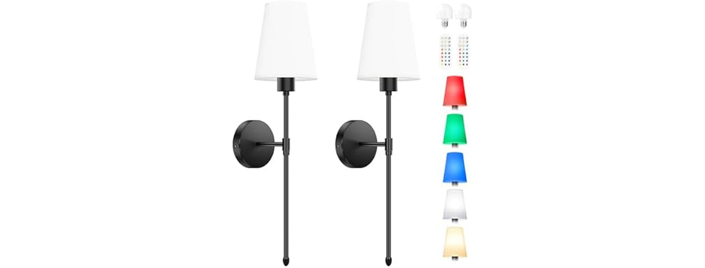 VerRon Battery Operated Wall Sconces Set of 2, Black