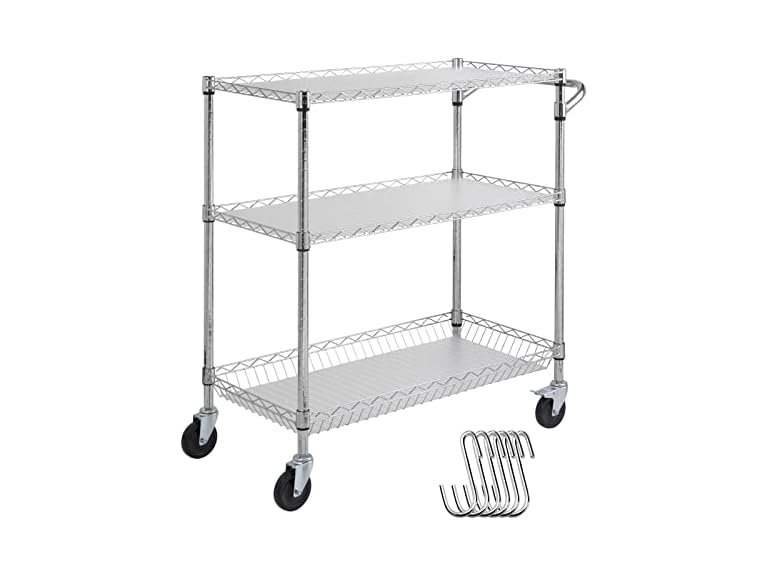 Kitchen Utility Cart, 3 Tiers, Wire Liner