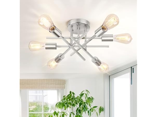 TOBUSA 6-Light Silver Ceiling Light Fixture