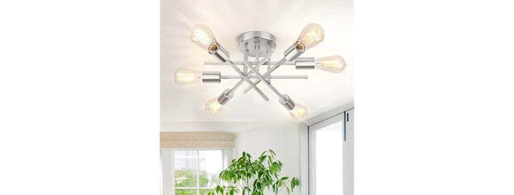 TOBUSA 6-Light Silver Ceiling Light Fixture