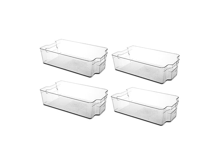 Cetomo 2.1QT Plastic Fridge Organizer Bins, Set of 4