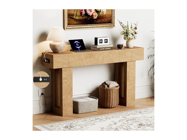 63" Long Console Table w/Outlets & USB Ports