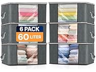 6 Pack 60L Clothes Storage Bags