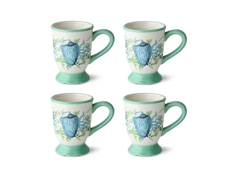 Cerified International Sea Glass Porcelain Mugs, Set of 4