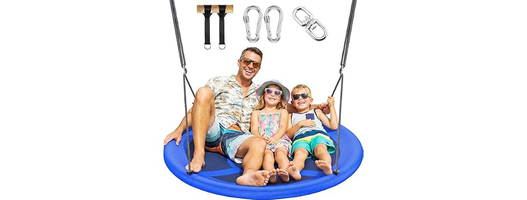 Everyfun 43" Saucer Tree Swing for Kids Adult, Blue