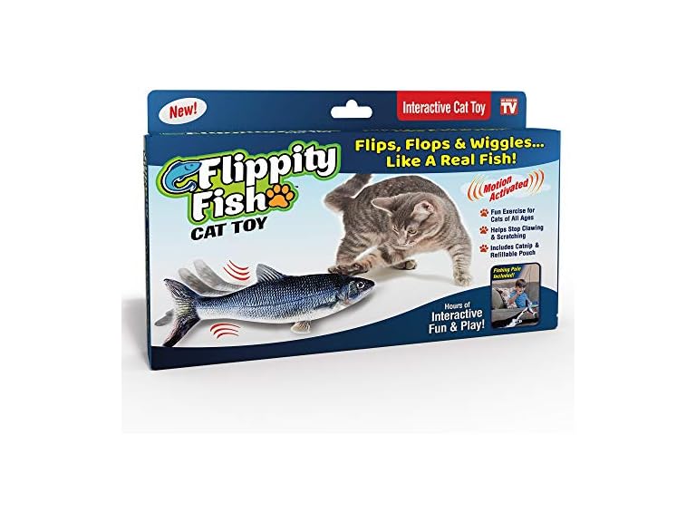 Ontel Flippity Fish Interactive Cat Toy with Catnip