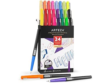 ARTEZA Permanent Markers 24-Color Fine Tip