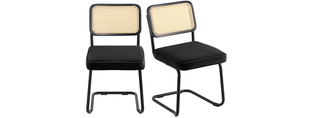 Rattan Dining Chairs Set of 2, Mid Century