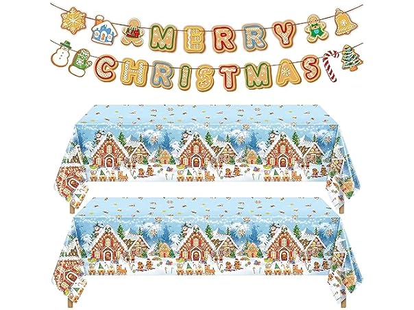 6 Pcs Gingerbread Tablecover & Banner
