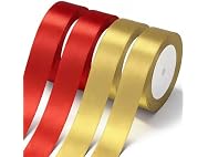 Gold & Red Satin Ribbon 1" x 4 Rolls