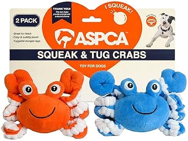 ASPCA 2 Pack Plush Dog Toy with Squeaker- Crabs