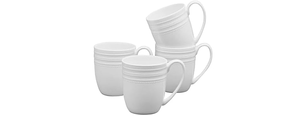 Mikasa Kamryn Bone China Lightweight Set of 4 Mugs, 13.5 Ounce
