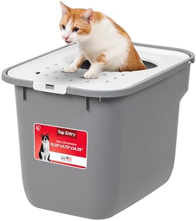 IRIS USA Large Top Entry Cat Litter Box with 