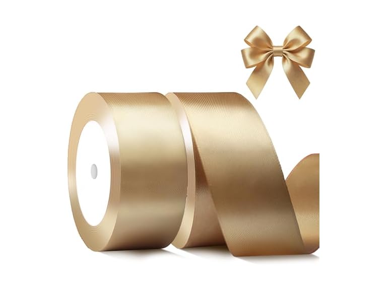 Gold Satin Ribbon 1-1/2" x 2 Rolls 50yd