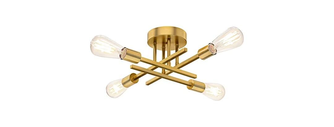 TOBUSA Gold Semi Flush Mount Ceiling Light Fixture