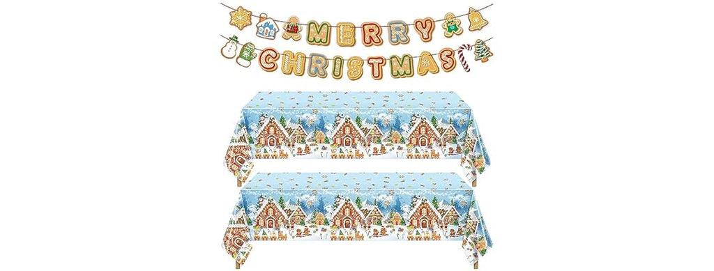 6 Pcs Gingerbread Tablecover & Banner