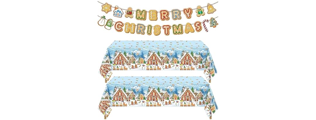 6 Pcs Gingerbread Tablecover & Banner