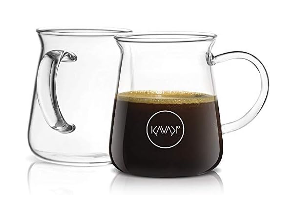 Kavako Glass Coffee Mugs 16oz Set of 2