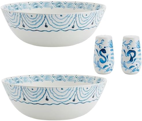 Fitz and Floyd Sicily Blue Italian Design Serve Bowls Set of 2