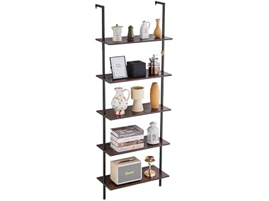 Ladder Shelf, 5-Tier Bookshelf 24x11.8in Black