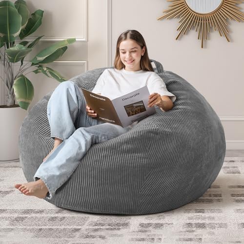 Cansunna 4FT Teardrop Bean Bag Chair Grey