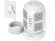 TESSAN 10ft Cord Power Tower (8 Outlets, 1 USB-C, 3 USB-A)