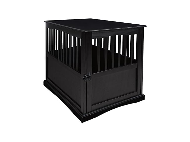 Casual Home Wooden Large Pet Crate, End Table- Black