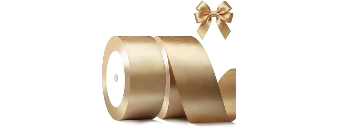 Gold Satin Ribbon 1-1/2" x 2 Rolls 50yd