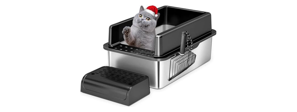 XSBAIHUO Stainless Steel Cat Litter Box with Lid