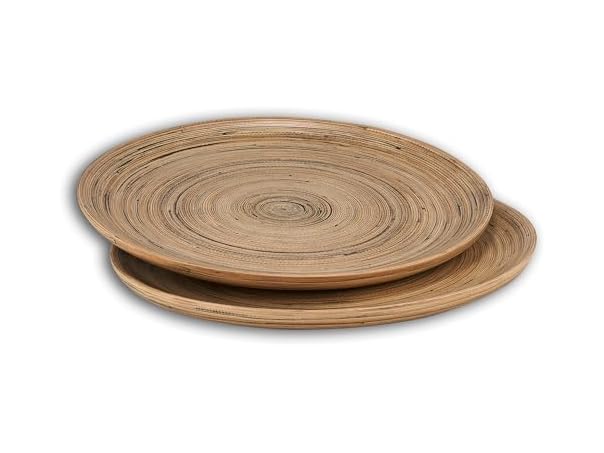 LEXA 12" Bamboo Round Serving Tray Set