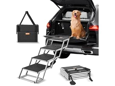 VEVOR Dog Stair for Cars, Wide 4-step