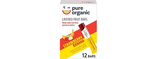 12CT Pure Organic, Layered Fruit Bars, Strawberry Banana
