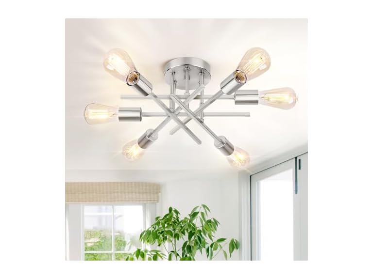 TOBUSA 6-Light Silver Ceiling Light Fixture