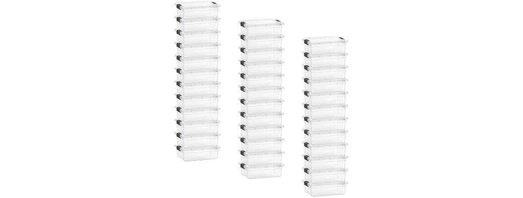 Superio Clear Small Storage Boxes with Lids, 2.3 Quart 36 Pack