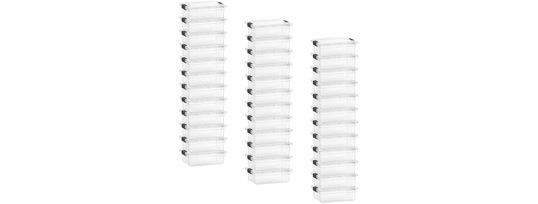 Superio Clear Small Storage Boxes with Lids, 2.3 Quart 36 Pack