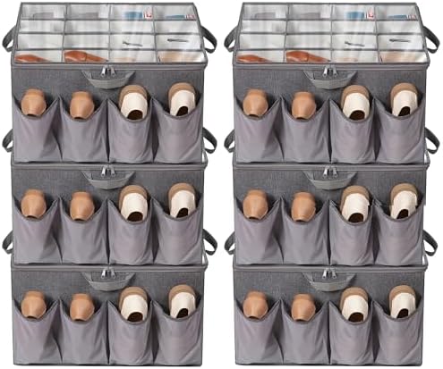 STORAGEIDEAS Fabric Shoe Organizer for Close Grey, 6 Pack