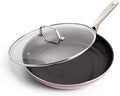 Blue Diamond 12" Nonstick Frying Pan with Lid, Pink